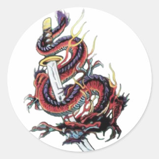 Sui Riu Japanese Dragon Katana Classic Round Sticker