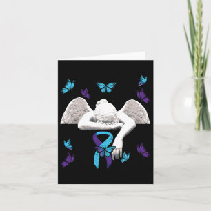 Suicide Awareness Angel Ribbon Butterflies Card