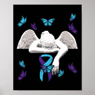 Suicide Awareness Angel Ribbon Butterflies Poster