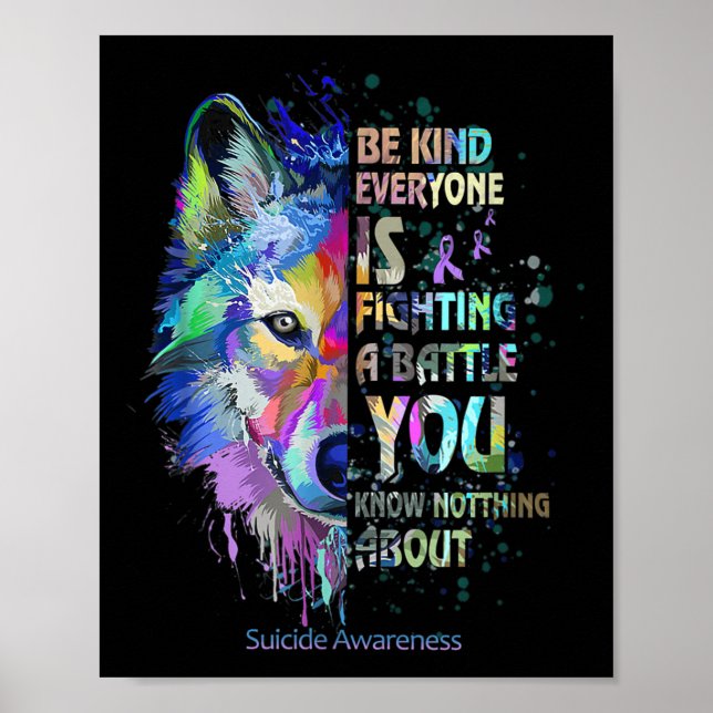 Suicide Awareness Be Kind Everyone Is Fighting A B Poster (Front)