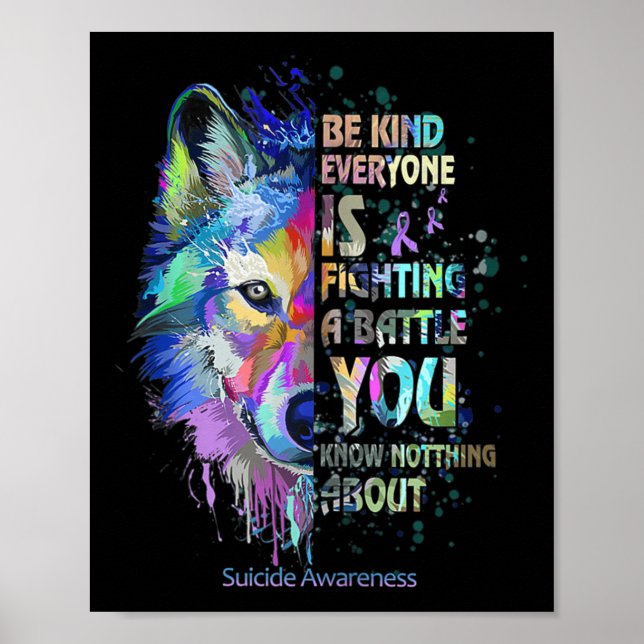 Suicide Awareness Be Kind Everyone Is Fighting A B Poster (Front)