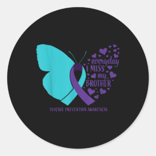Suicide Awareness Brother Butterfly Loving Memory  Classic Round Sticker