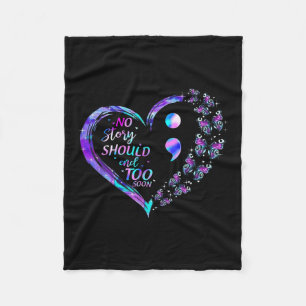 Suicide Awareness Butterflies Heart Semicolon Shir Fleece Blanket