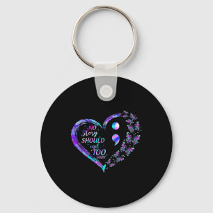 Suicide Awareness Butterflies Heart Semicolon Shir Key Ring