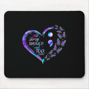 Suicide Awareness Butterflies Heart Semicolon Shir Mouse Pad