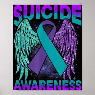 Suicide Awareness Clothing Wings Ribbon Suicide Pr Poster