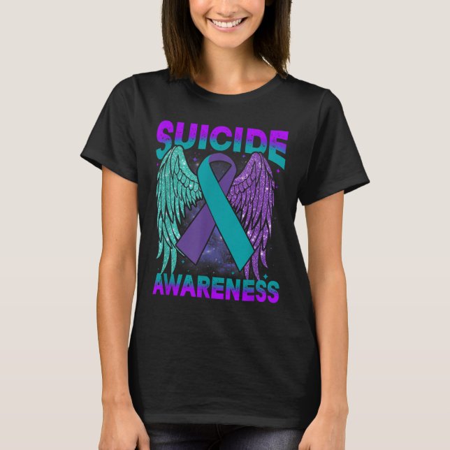 Suicide Awareness Clothing Wings Ribbon Suicide Pr T-Shirt (Front)
