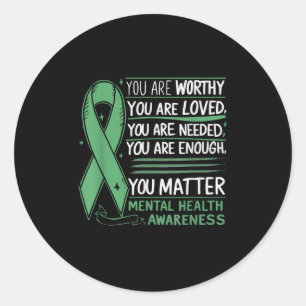 Suicide Awareness Depression Anxiety Mental Health Classic Round Sticker
