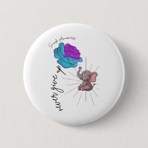 Suicide Awareness Flower Elephant Ribbon Graphic  6 Cm Round Badge