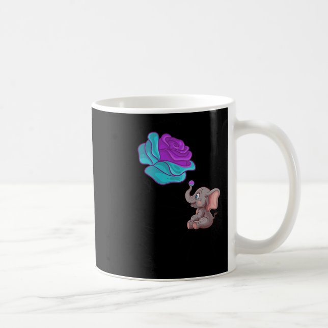 Suicide Awareness Flower Elephant Ribbon Graphic  Coffee Mug (Right)