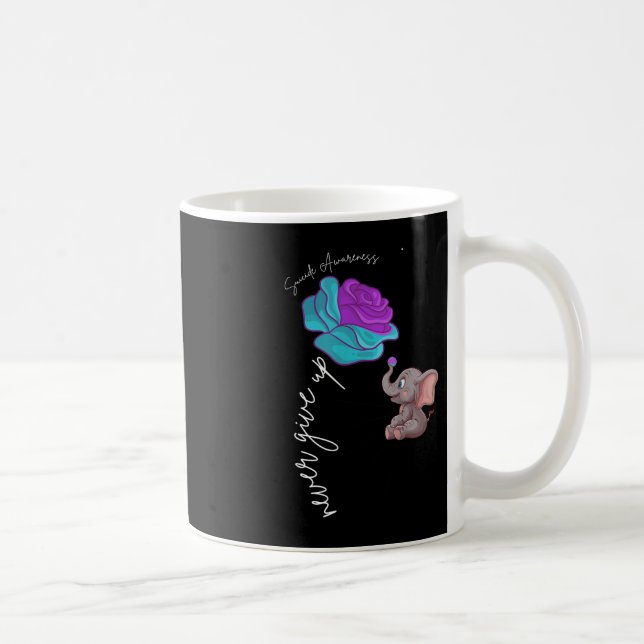 Suicide Awareness Flower Elephant Ribbon Graphic  Coffee Mug (Right)