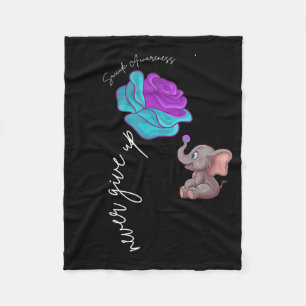 Suicide Awareness Flower Elephant Ribbon Graphic  Fleece Blanket