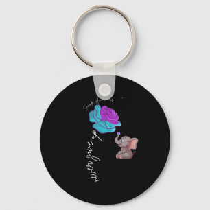 Suicide Awareness Flower Elephant Ribbon Graphic Key Ring