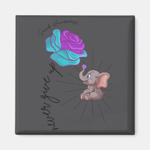 Suicide Awareness Flower Elephant Ribbon Graphic  Magnet