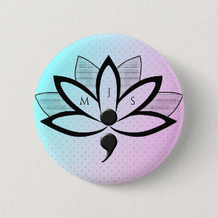 Suicide Awareness Flower Semicolon Initials 6 Cm Round Badge