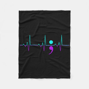 Suicide Awareness Heartbeat Happy Ribbon Support G Fleece Blanket
