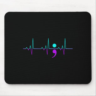 Suicide Awareness Heartbeat Happy Ribbon Support G Mouse Pad