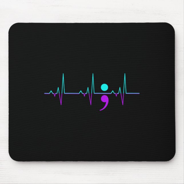 Suicide Awareness Heartbeat Happy Ribbon Support G Mouse Pad (Front)