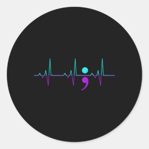 Suicide Awareness Hebeat Happy Ribbon Support Classic Round Sticker