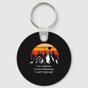 Suicide Awareness I Am A Fighter Retro Sunset Depr Key Ring