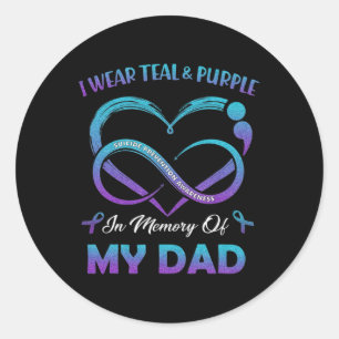 Suicide Awareness I Wear Teal And Purple In Memory Classic Round Sticker