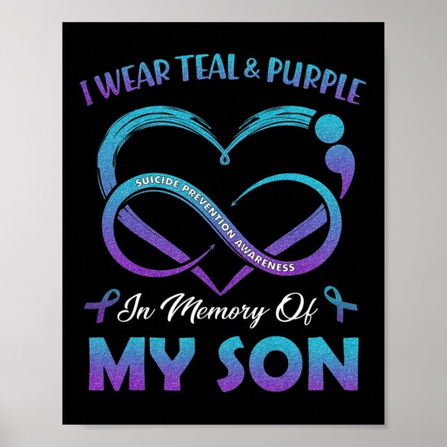 Suicide Awareness I Wear Teal And Purple In Memory Poster (Front)