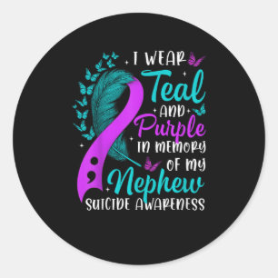 Suicide Awareness I Wear Teal Purple In Memory Of Classic Round Sticker