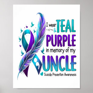 Suicide Awareness I Wear Teal Purple In Memory Of Poster