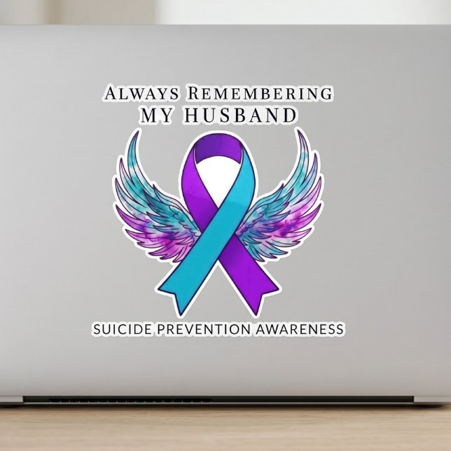 Suicide Awareness Memorial Angel Wing Memory Car (Custom memorial suicide prevention awareness purple teal ribbon angel wing)