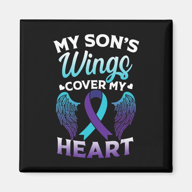 Suicide Awareness Memory of Son Wings Cover Heart  Magnet (Front)