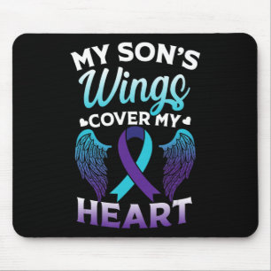 Suicide Awareness Memory of Son Wings Cover Heart Mouse Pad