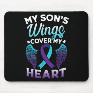 Suicide Awareness Memory Of Son Wings Cover Heart Mouse Pad