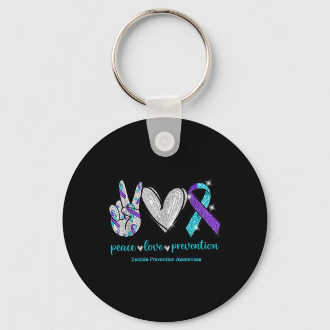 Suicide Awareness Peace Love Prevention 1  Key Ring (Front)