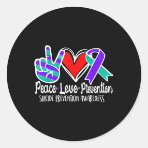 Suicide Awareness Peace Love Prevention Purple Classic Round Sticker