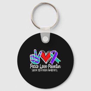 Suicide Awareness Peace Love Prevention Purple Key Ring