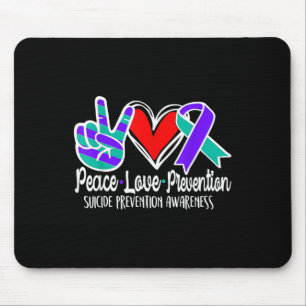 Suicide Awareness Peace Love Prevention Purple Mouse Pad