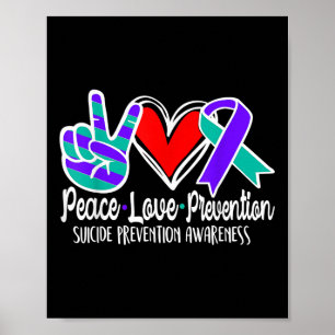 Suicide Awareness Peace Love Prevention Purple Poster