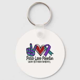Suicide Awareness Peace Love Prevention Purple Tea Key Ring