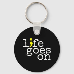 Suicide Awareness Positive Life Goes On Semicolon Key Ring