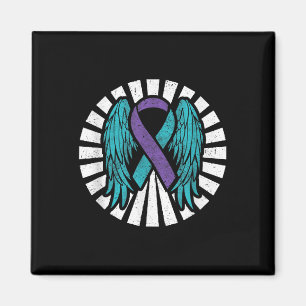 Suicide Awareness Prevention Angel Wings Teal Purp Magnet