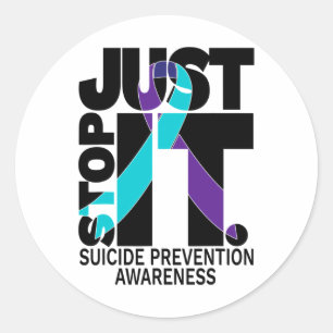 Suicide Awareness Prevention Black Text  Classic Round Sticker