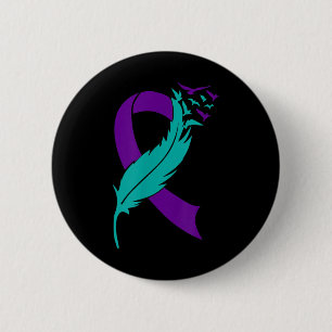 Suicide Awareness Prevention Purple Teal Ribbon  6 Cm Round Badge