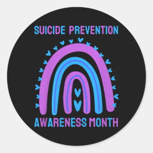 Suicide Awareness Prevention Rainbow Heart Mum Dad Classic Round Sticker