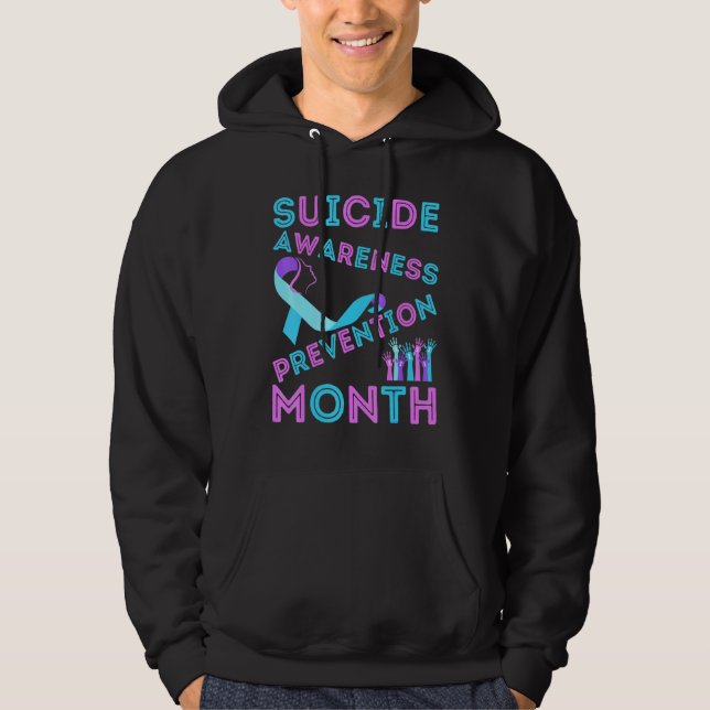Suicide Awareness Prevention Rainbow Heart Mum Dad Hoodie (Front)