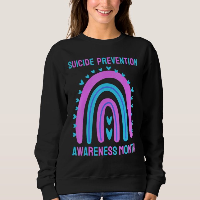 Suicide Awareness Prevention Rainbow Heart Mum Dad Sweatshirt (Front)