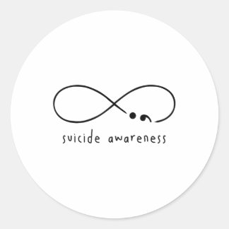 Suicide Awareness Prevention Semicolon Mental Heal Classic Round Sticker