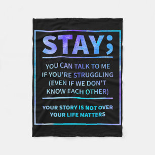 Suicide Awareness Prevention Semicolon Mental Heal Fleece Blanket