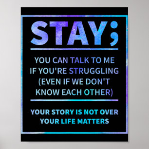 Suicide Awareness Prevention Semicolon Mental Heal Poster