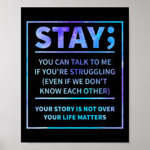 Suicide Awareness Prevention Semicolon Mental Heal Poster