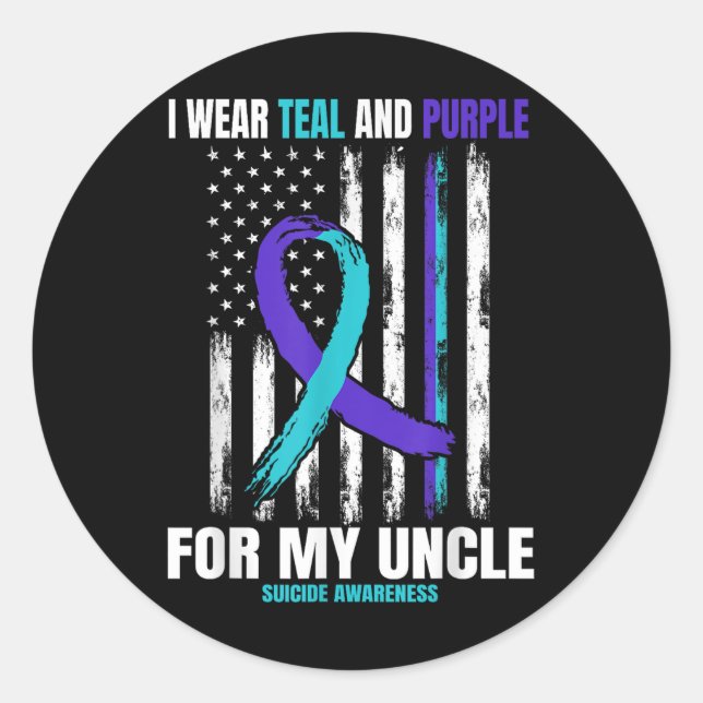 Suicide Awareness Prevention Women Men Uncle Ameri Classic Round Sticker (Front)